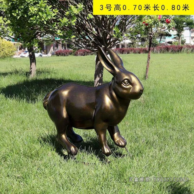 公园动物兔子景观铜雕