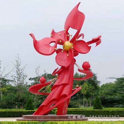 不锈钢园林花朵景观雕塑 
