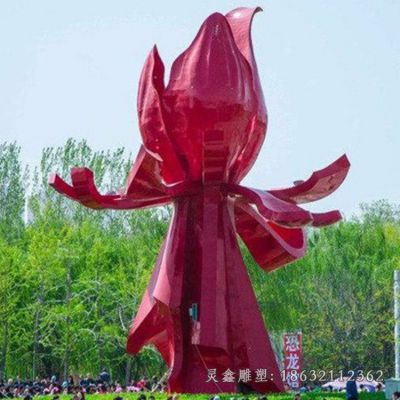 不锈钢花朵植物文化景观雕塑