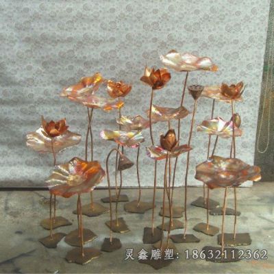 荷花钛金色植物文化铜雕