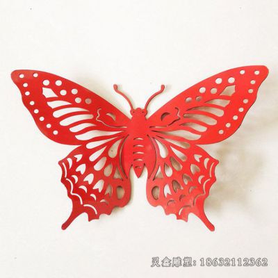 城市红色蝴蝶动物景观雕塑 