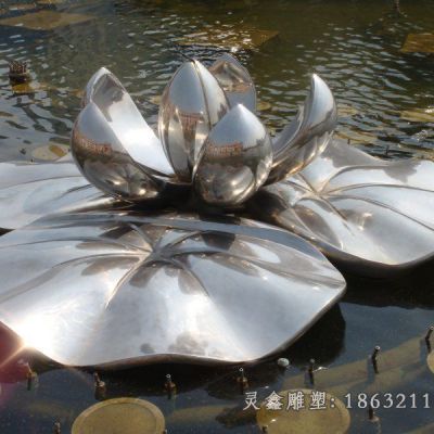 公园镜面荷花标志雕塑