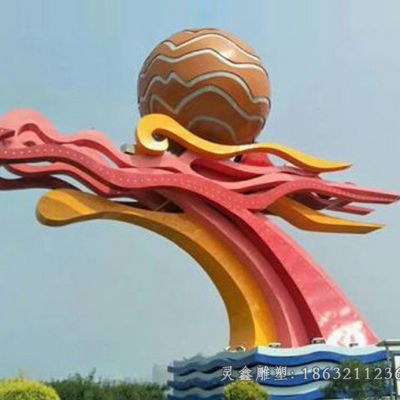不锈钢龙头动物标志雕塑 