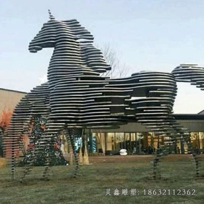 不锈钢镜面马动物雕塑 