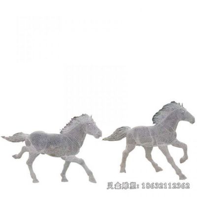 不锈钢镂空情侣马动物雕塑