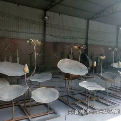 公园荷花标志景观铜雕