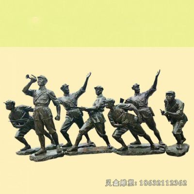 红军冲锋主题人物铜雕