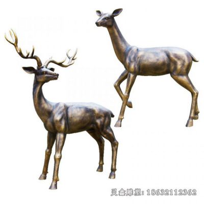 小鹿城市动物标志景观铜雕