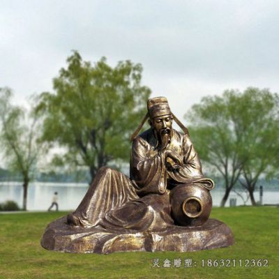李白醉酒人物标志铜雕
