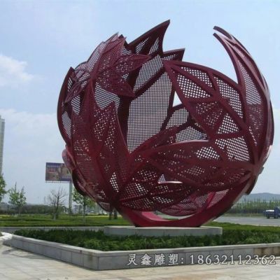 不锈钢红色树叶标志雕塑