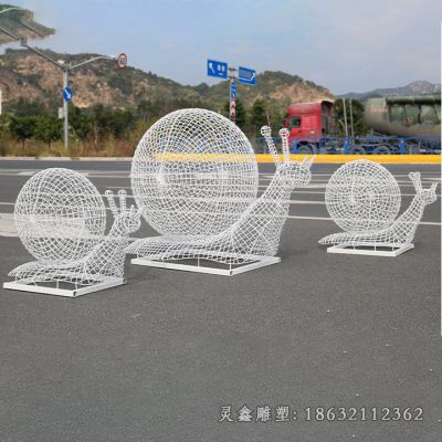 不锈钢三只蜗牛动物雕塑 