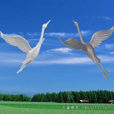 不锈钢白色仙鹤景观雕塑