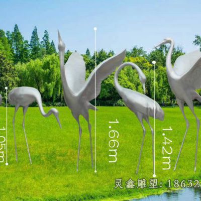 不锈钢园林仙鹤景观雕塑