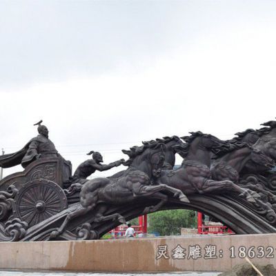 秦始皇人物出征铜雕
