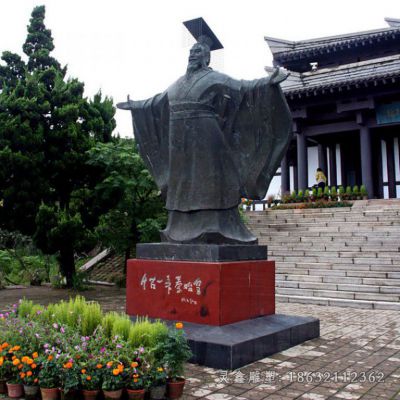 古代秦始皇人物景观铜雕 