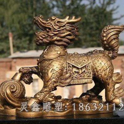 神兽踩球麒麟动物铜雕