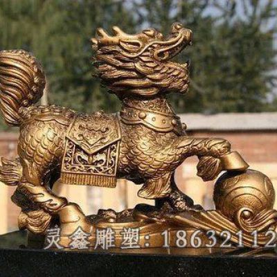 踩球麒麟神兽铜雕