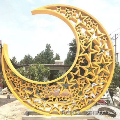 不锈钢发光月亮景观雕塑 