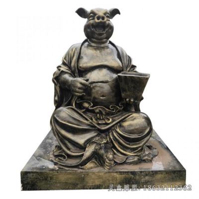 十二生肖人身猪头铜雕