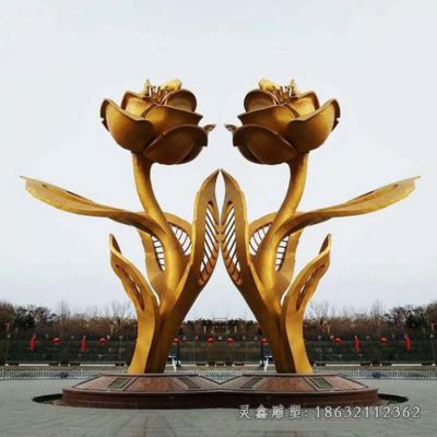 不锈钢广场紫荆花景观雕塑
