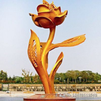 不锈钢公园紫荆花景观雕塑 