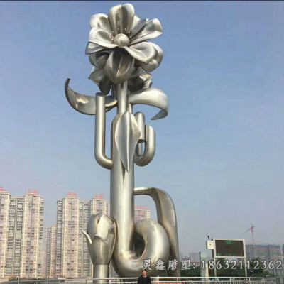 不锈钢镜面紫荆花雕塑 