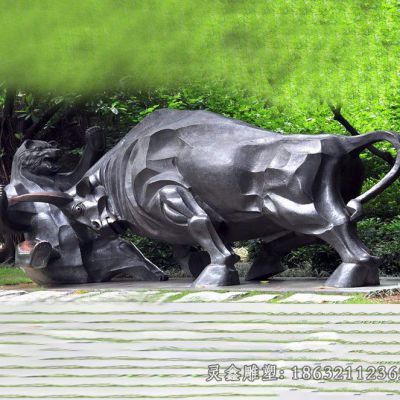 不锈钢抽象牛景观雕塑