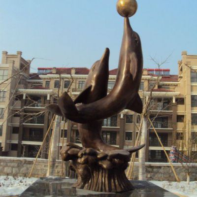 公园海豚标志铜雕
