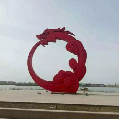 不锈钢抽象龙标志雕塑