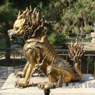 园林麒麟标志景观铜雕
