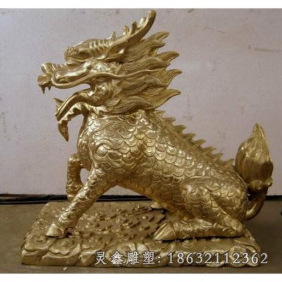 户外麒麟神兽动物铜雕