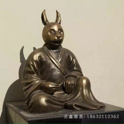 十二生肖兔子公园铜雕 