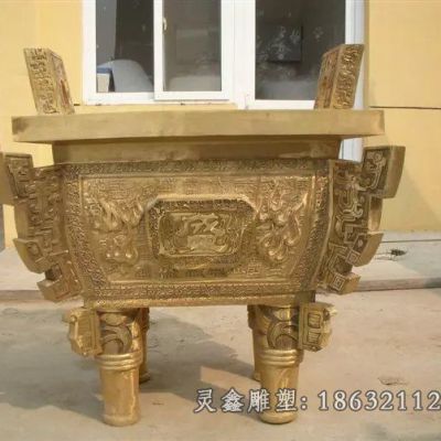 城市方鼎标志景观铜雕