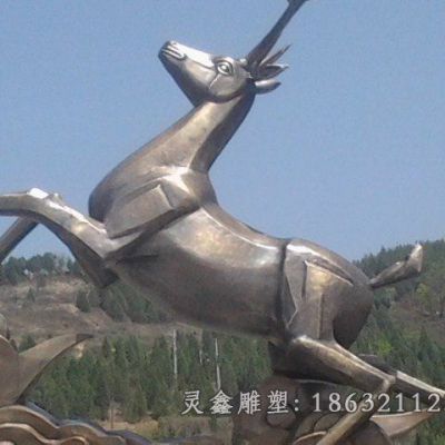 户外鹿动物标志铜雕
