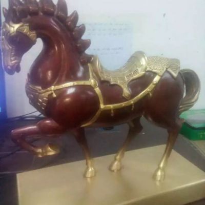 小型奔马动物景观铜雕 