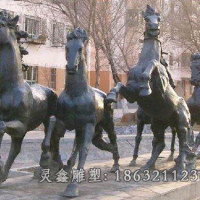黑色马动物景观铜雕