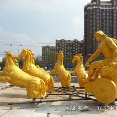 城市马喷泉景观铜雕
