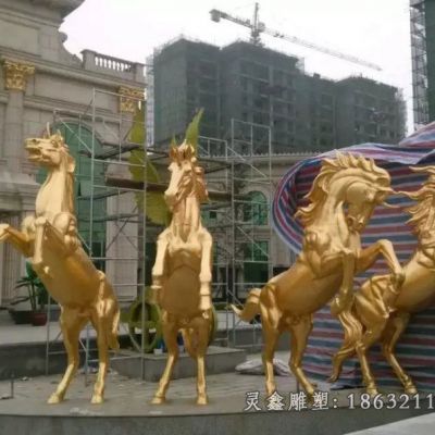 马抽象动物标志铜雕