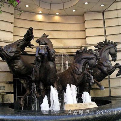 马喷泉城市景观铜雕