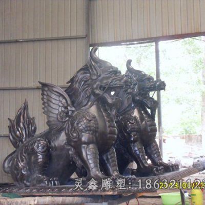 公园麒麟动物景观铜雕