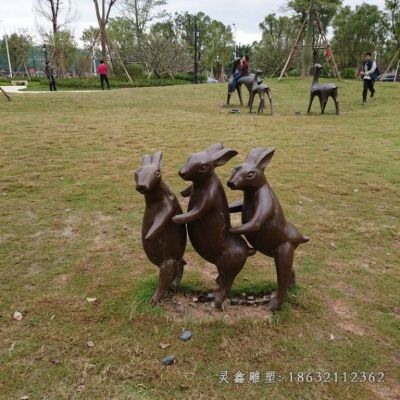 园林兔子动物景观铜雕 
