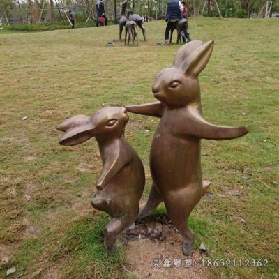 公园兔子动物景观铜雕 