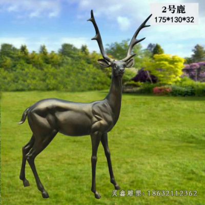 城市歪头鹿动物铜雕