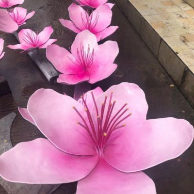 不锈钢花朵标志景观雕塑 