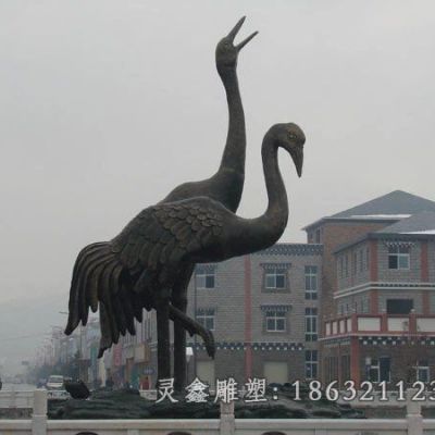 仙鹤公园标志景观铜雕