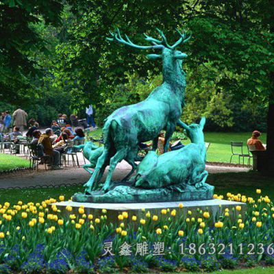 公园动物小鹿景观铜雕