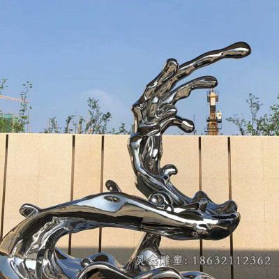 不锈钢镜面海浪景观雕塑