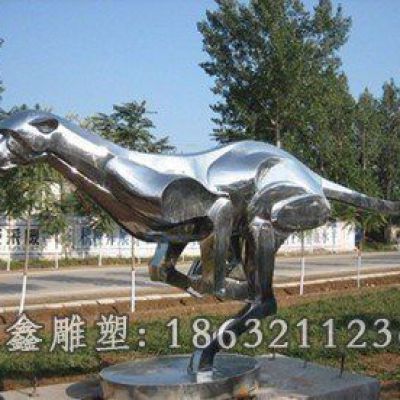 不锈钢豹子景观雕塑