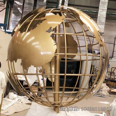 不锈钢金色地球仪标志雕塑