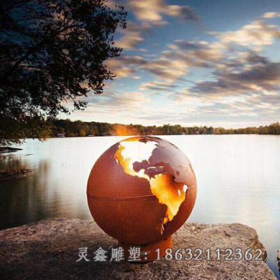不锈钢广场发光镂空球雕塑 